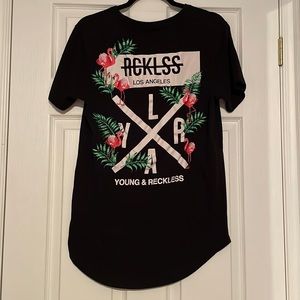 Young & Reckless Tee Shirt with Flamingo Embroidery